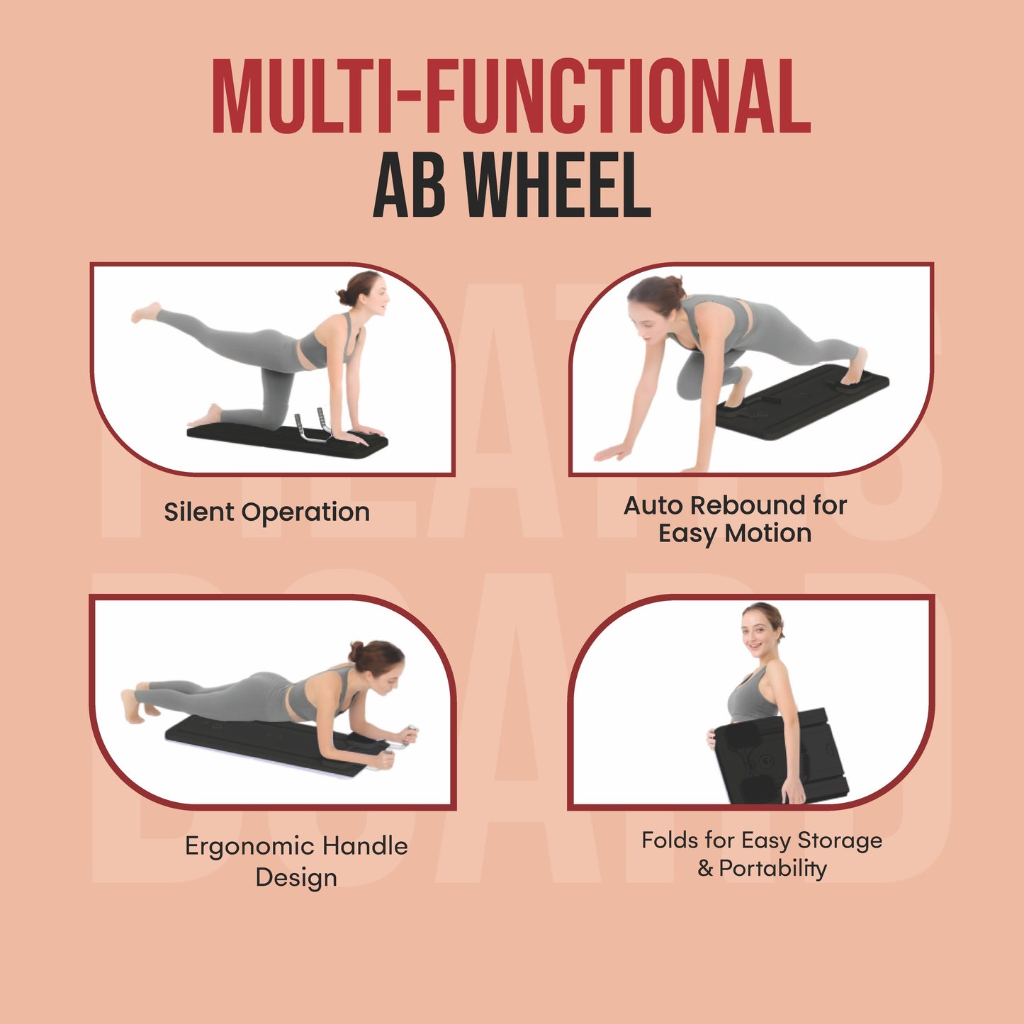 Raddzy Pilates Board Sets I Multifunctional Abdominal Pilates Board for Home Workout Equipment I Foldable Pilates Board (Black)