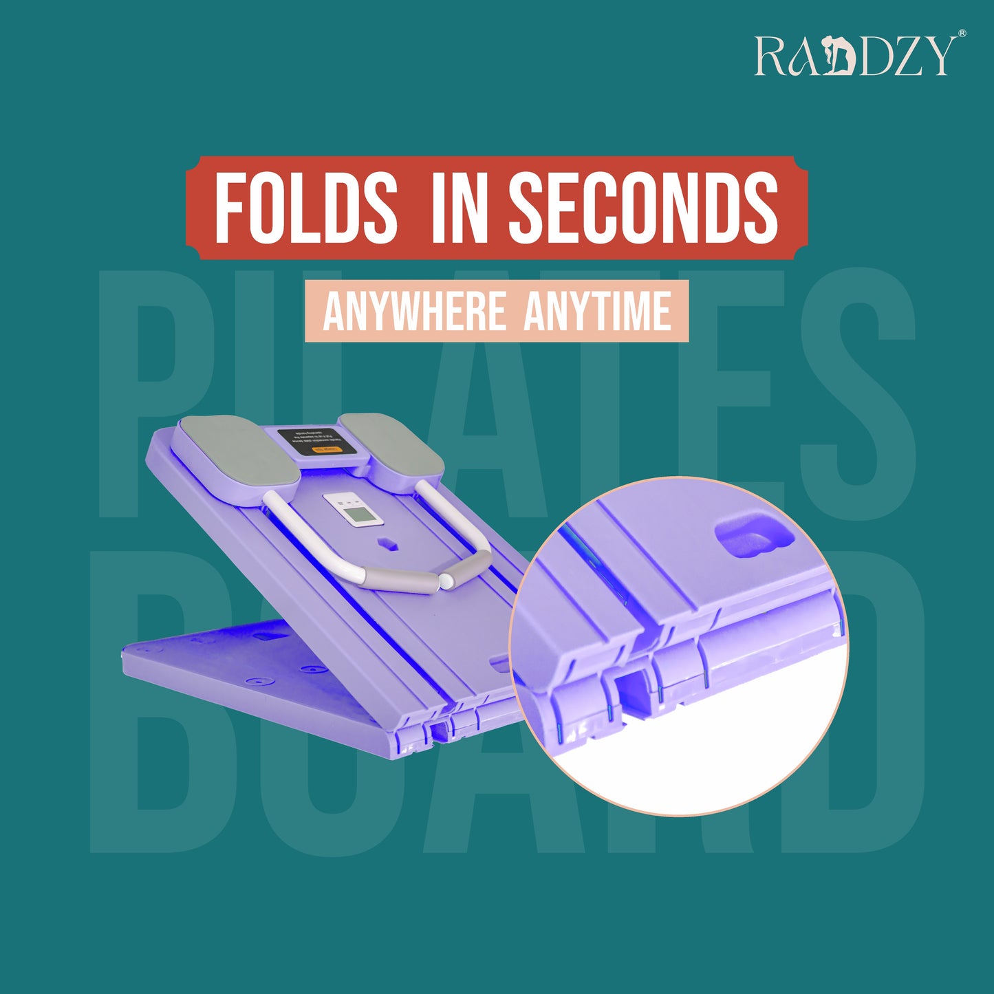 Raddzy Pilates Board Sets I Multifunctional Abdominal Pilates Board for Home Workout Equipment I Foldable Pilates Board (Lavender)