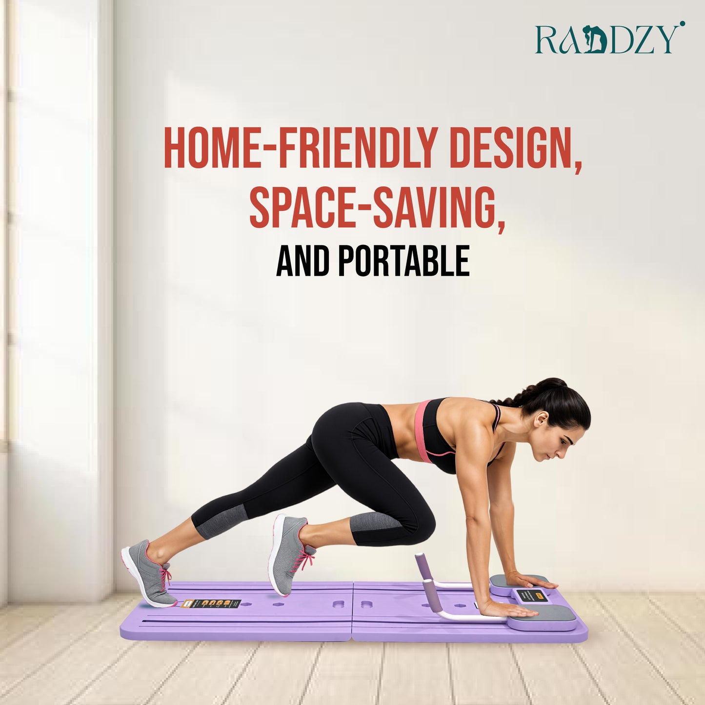 Raddzy Pilates Board Sets I Multifunctional Abdominal Pilates Board for Home Workout Equipment I Foldable Pilates Board (Lavender)