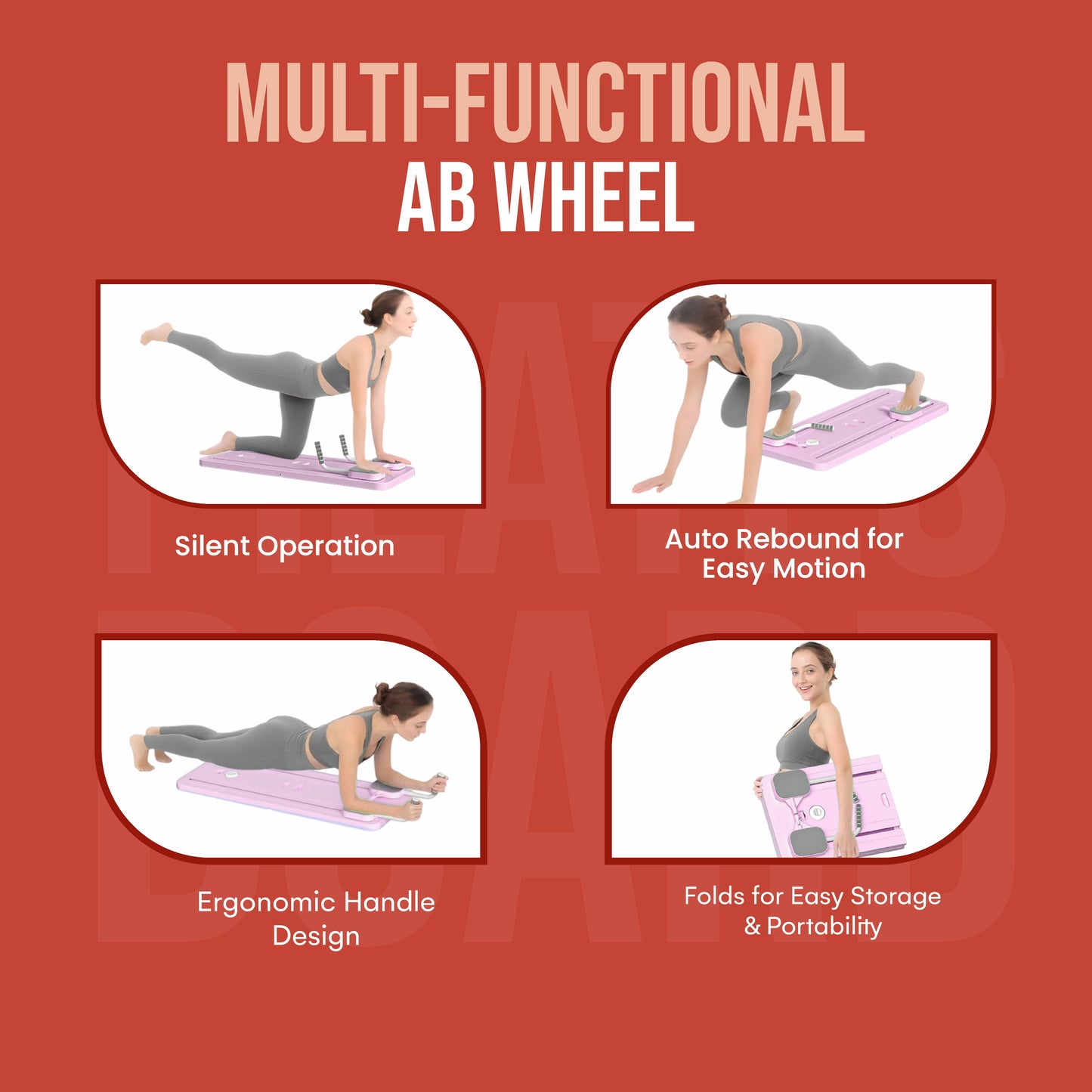 Raddzy Pilates Board Sets I Multifunctional Abdominal Pilates Board for Home Workout Equipment I Foldable Pilates Board (Pink)