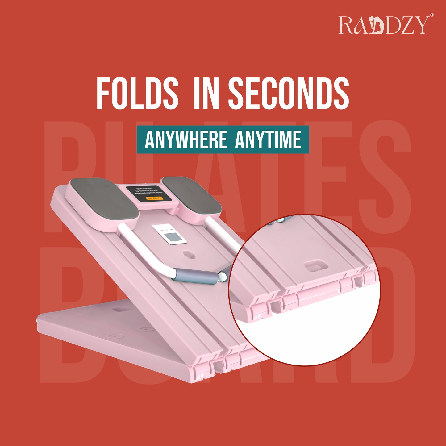 Raddzy Pilates Board Sets I Multifunctional Abdominal Pilates Board for Home Workout Equipment I Foldable Pilates Board (Pink)