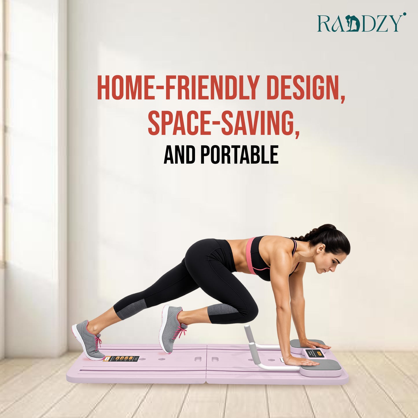 Raddzy Pilates Board Sets I Multifunctional Abdominal Pilates Board for Home Workout Equipment I Foldable Pilates Board (Pink)