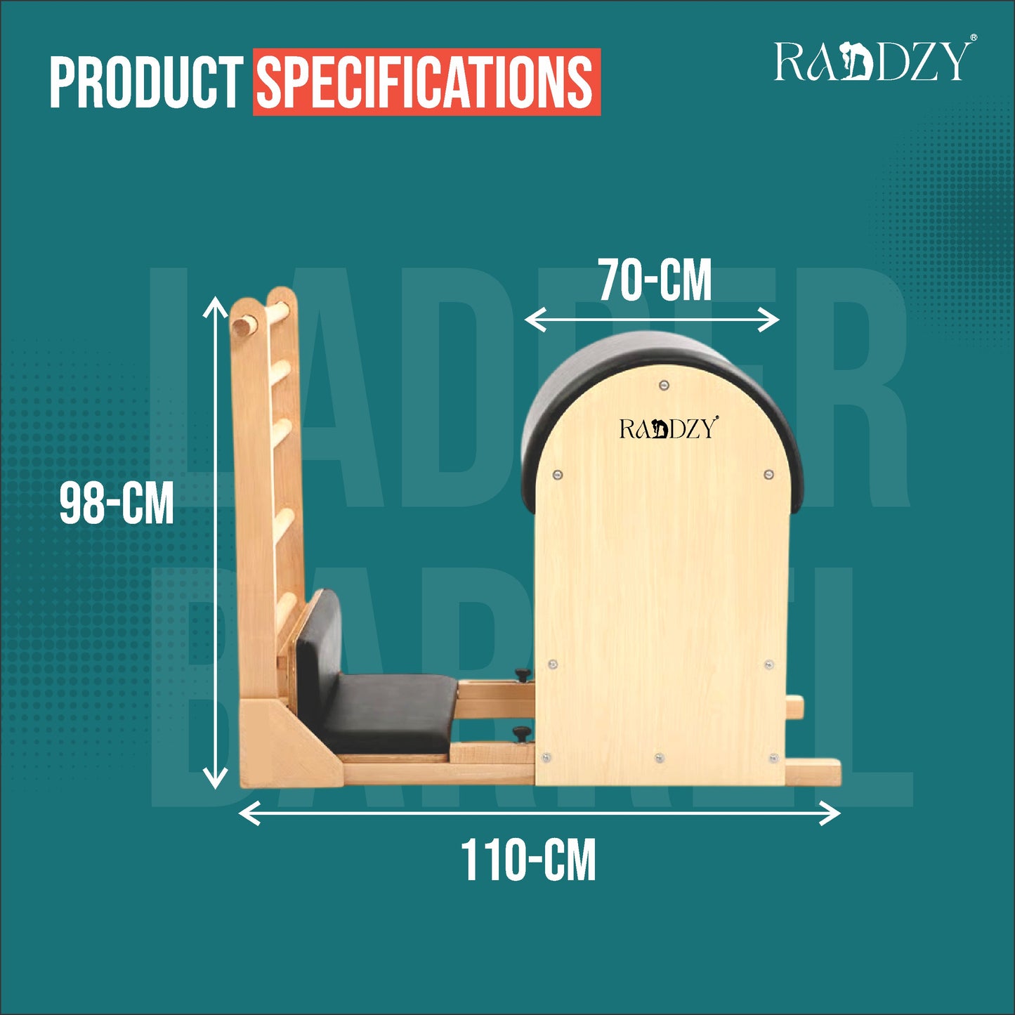 Raddzy Maple Pilates Ladder Barrel for Core & Flexibility Training – for Core Strength, Flexibility & Spine Therapy, Ideal for Home & Studio Pilates Workouts