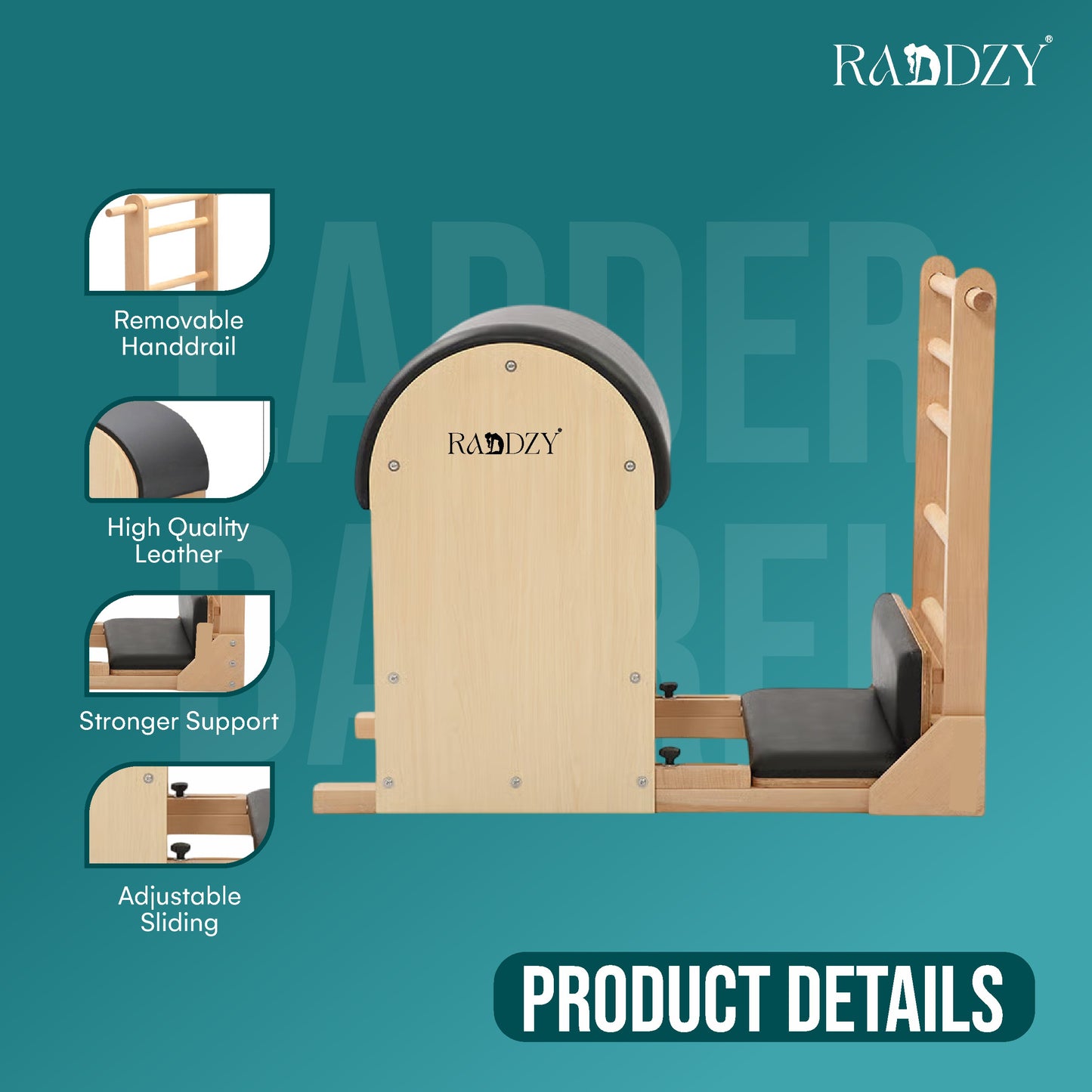 Raddzy Maple Pilates Ladder Barrel for Core & Flexibility Training – for Core Strength, Flexibility & Spine Therapy, Ideal for Home & Studio Pilates Workouts