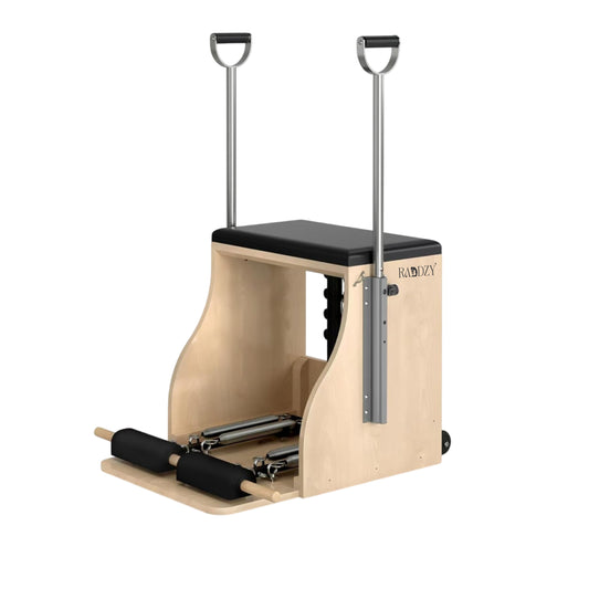 Raddzy Pilates Maple Wood Wunda Chair - with Wooden Handles, Dual Spring Resistance, Ideal for Strength Training, Toning | Compact Fitness Chair for Home Gym, Professional Studio Workouts