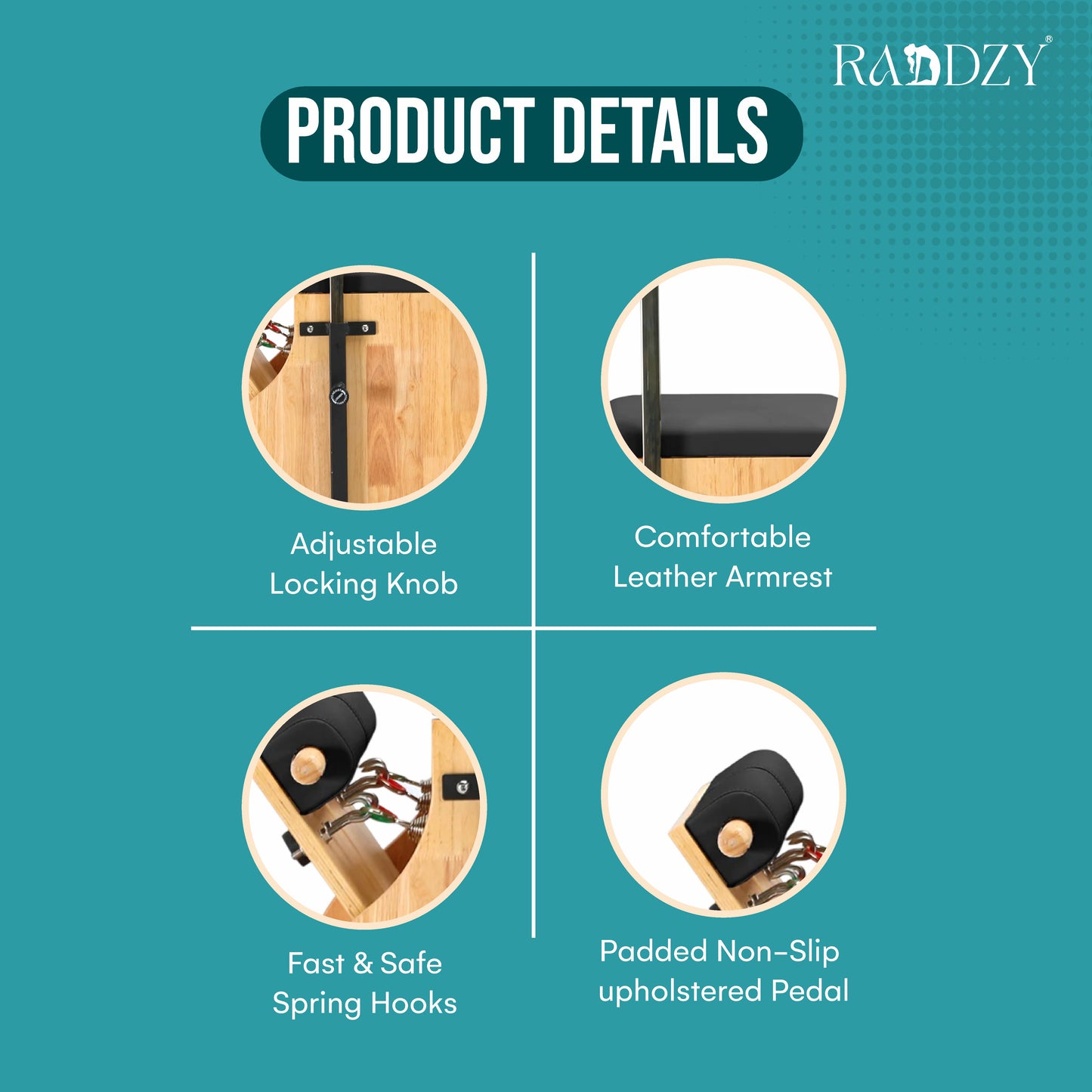 Raddzy Pilates Maple Wood Wunda Chair - with Wooden Handles, Dual Spring Resistance, Ideal for Strength Training, Toning | Compact Fitness Chair for Home Gym, Professional Studio Workouts