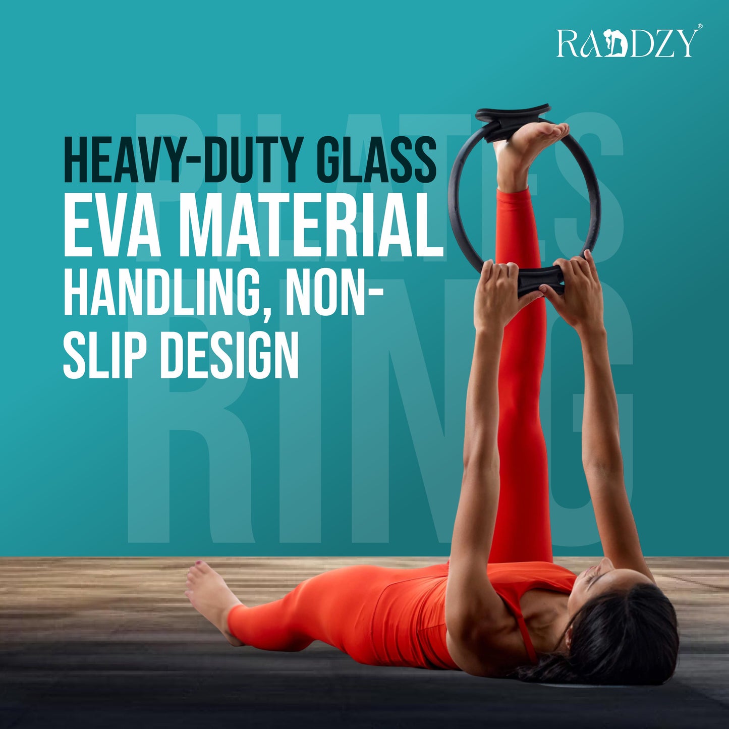 RADDZY Yoga Circle Exercise Pilates Ring – Full Body Toning & Fitness for Stretching, Relaxation & Strength Training (Black)