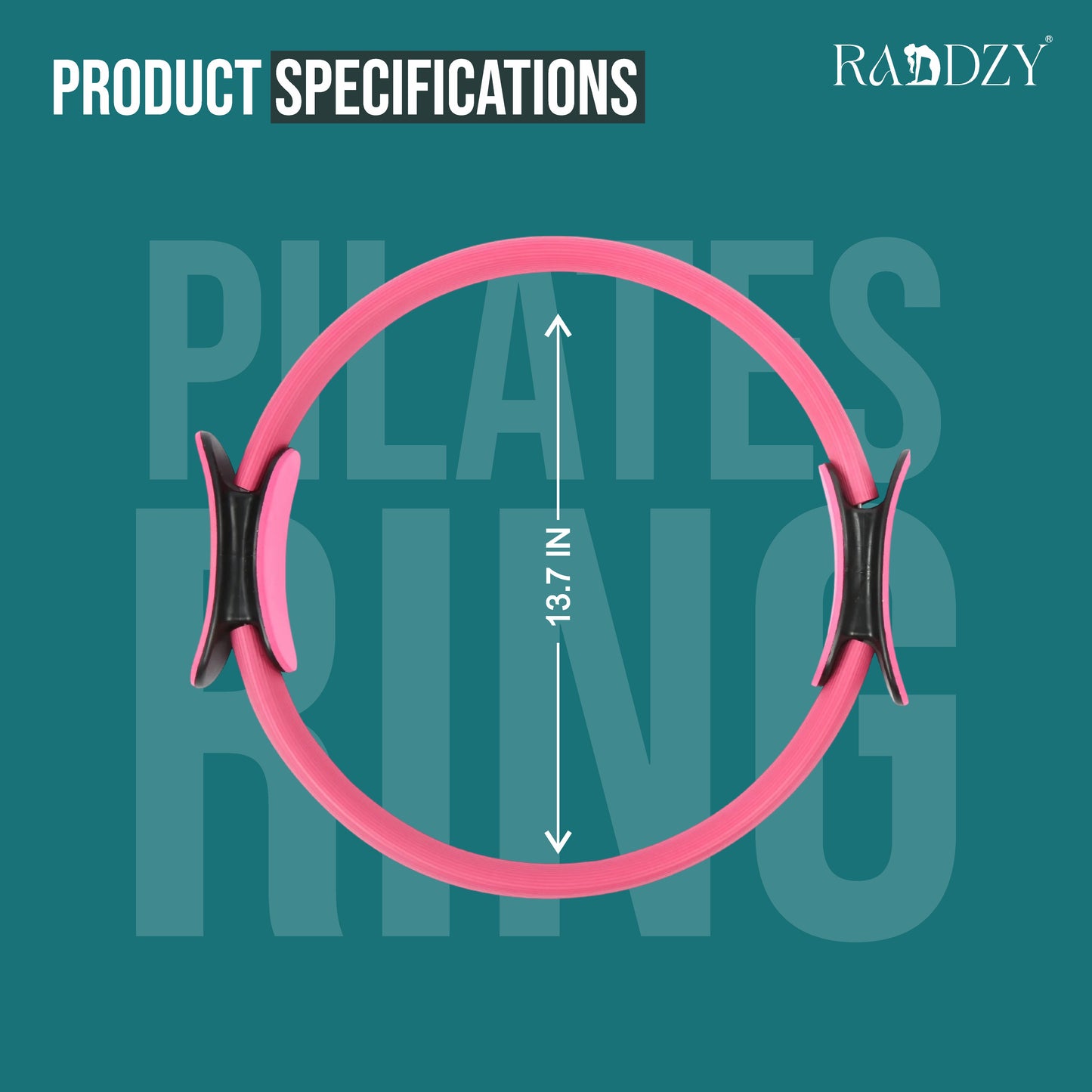 RADDZY Yoga Circle Exercise Pilates Ring – Full Body Toning & Fitness for Stretching, Relaxation & Strength Training (Pink)