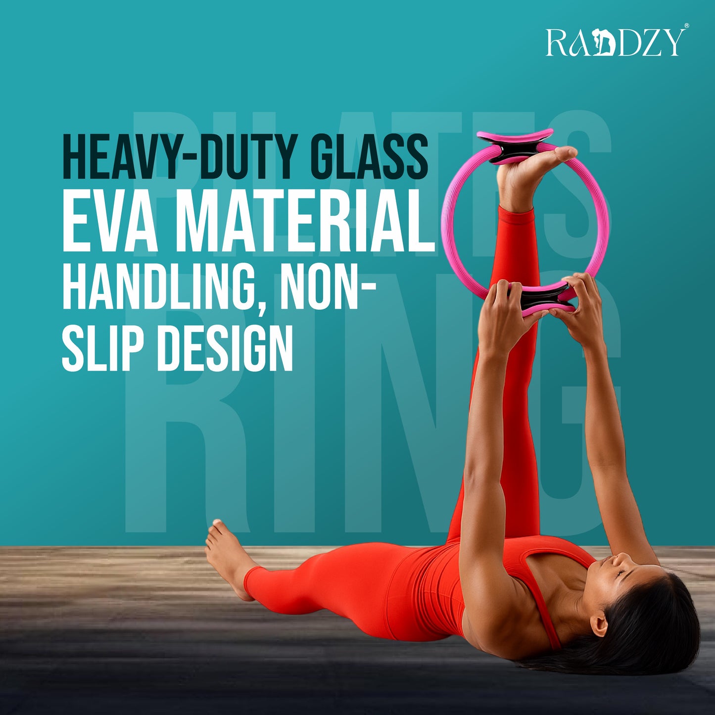 RADDZY Yoga Circle Exercise Pilates Ring – Full Body Toning & Fitness for Stretching, Relaxation & Strength Training (Pink)