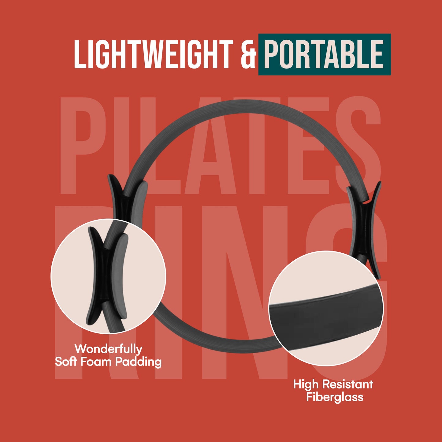 RADDZY Yoga Circle Exercise Pilates Ring – Full Body Toning & Fitness for Stretching, Relaxation & Strength Training (Grey)