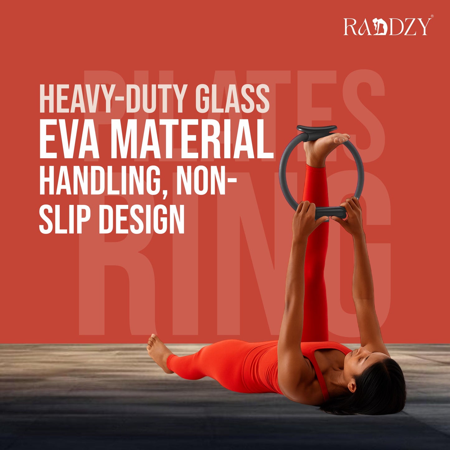 RADDZY Yoga Circle Exercise Pilates Ring – Full Body Toning & Fitness for Stretching, Relaxation & Strength Training (Grey)